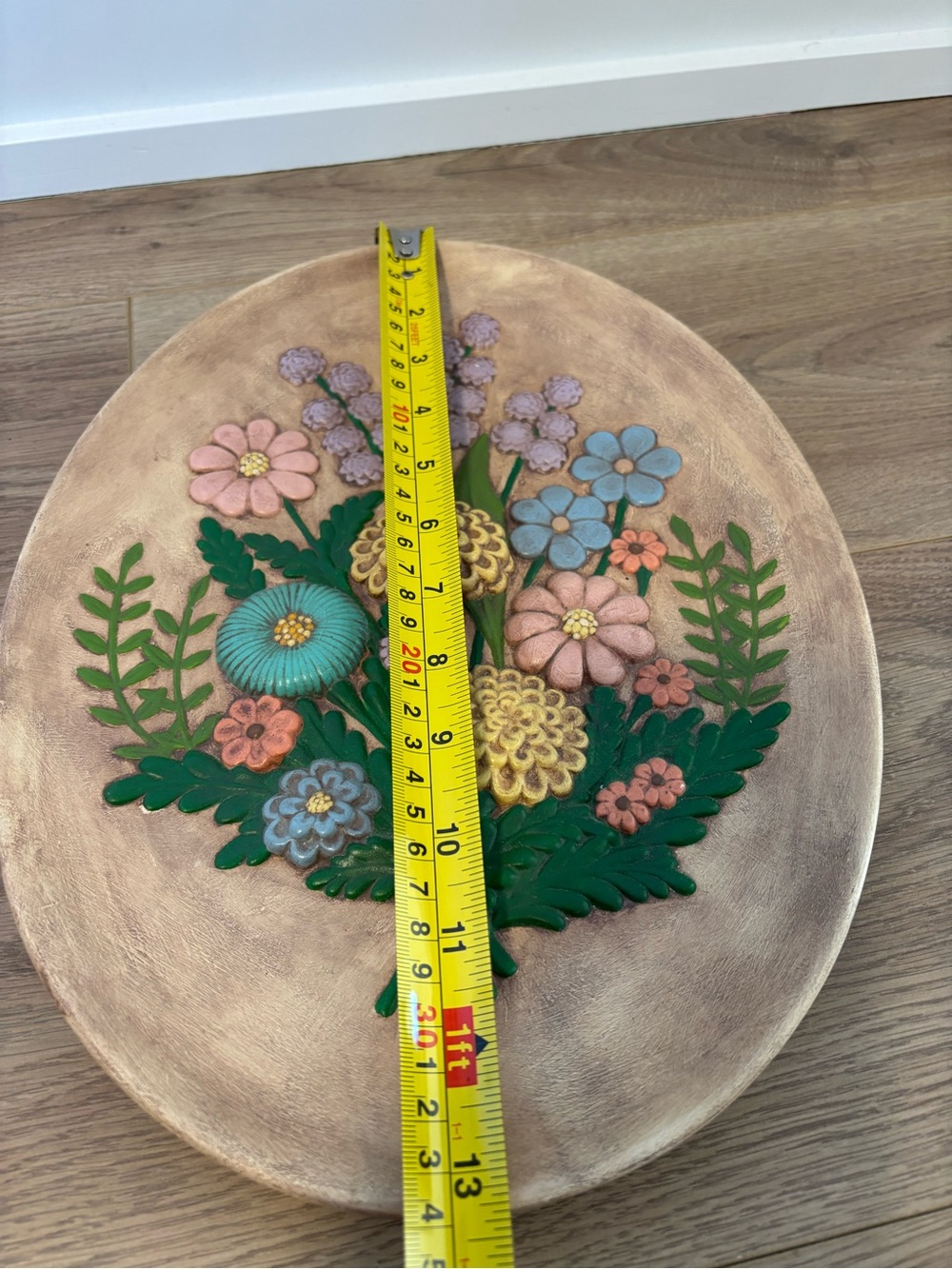 Vintage Mid-Century Modern Floral Relief Wall Plaque Ceramic Art - Picture 3 of 8